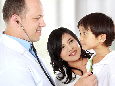 Parent and child at doctor's office