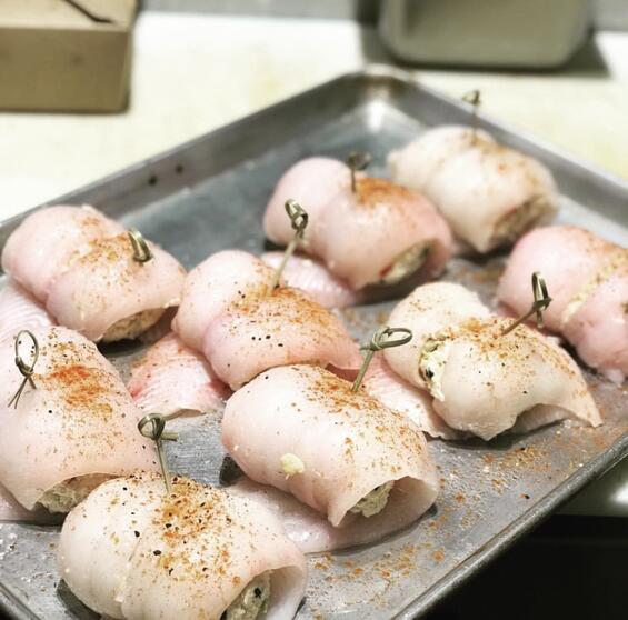 Stuffed fluke prepared by Red’s Best at the Boston Public Market. Photo courtesy of Red’s Best.