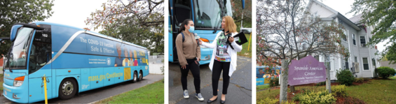 Vaccine equity initiative bus in Leominster, MA