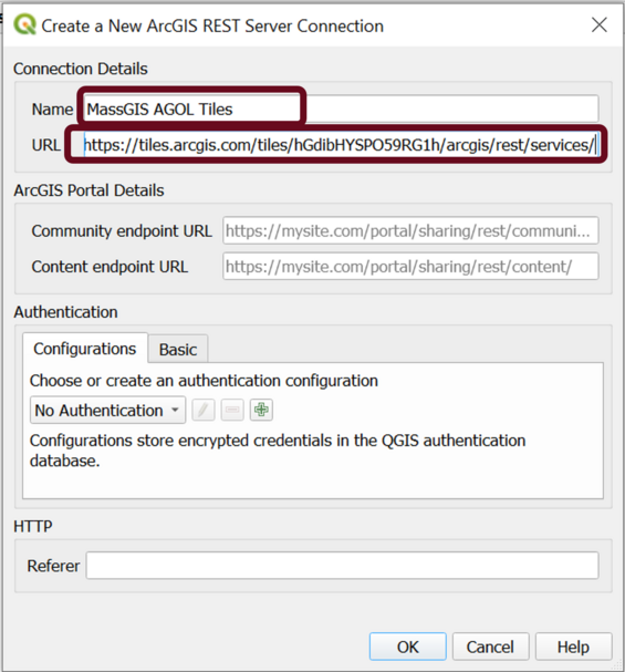 Connecting to MassGIS AGOL tile services
