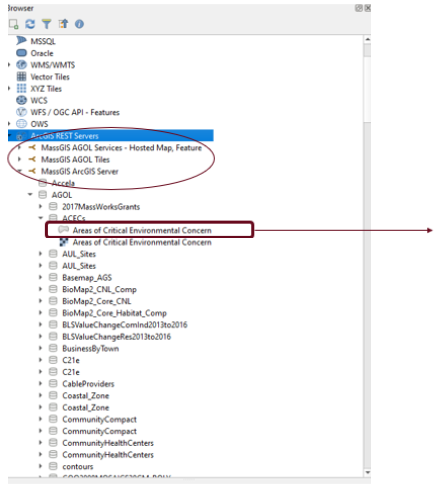 Drag added ArcGIS service to map