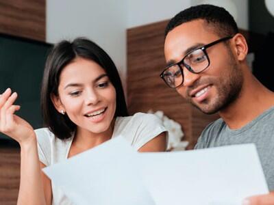 A couple doing paperwork