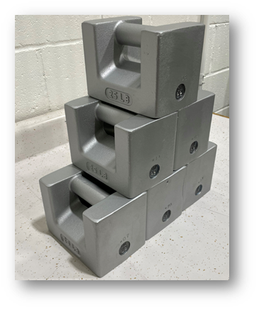 Picture of six 25 pounds cast iron grip weights