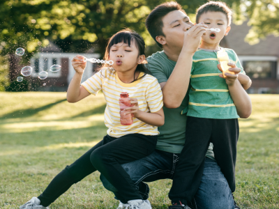 man with children