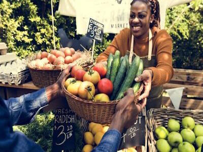 Smiling Farmstand vendor