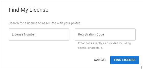 Find my license search box