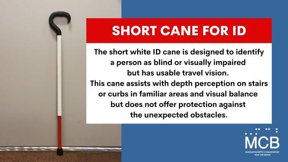 Graphic, short cane for identification