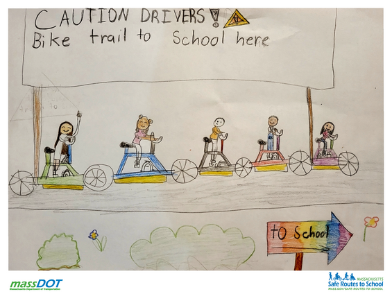 Caution Drivers! Bike trail to school here