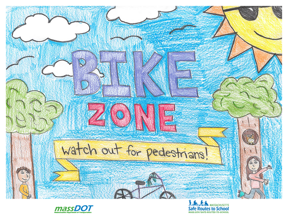Bike zone. Watch out for pedestrians