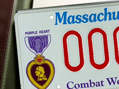 Up close image of Purple Heart  decal 