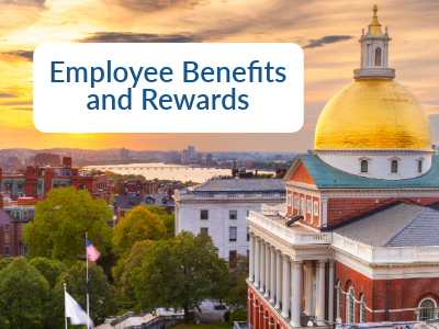 overhead view of the Commonwealth State house with words Employee Benefits and Rewards