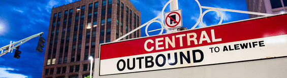 Central Outbound to Alewife subway sign