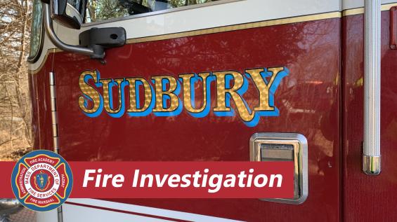 Image of a Sudbury fire engine with the words "fire investigation"