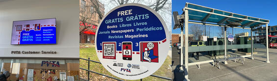 Browse, borrow, board signage for Pioneer Valley Transit Authority