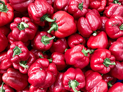A pile of red peppers