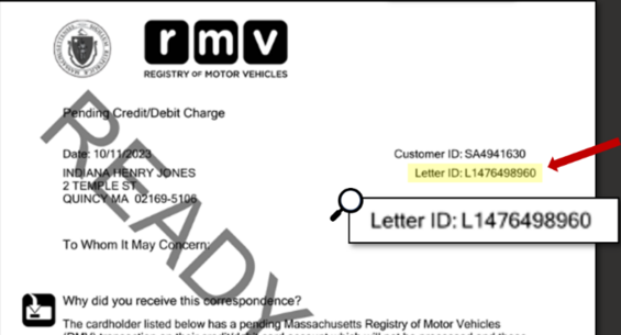 Letter ID number example