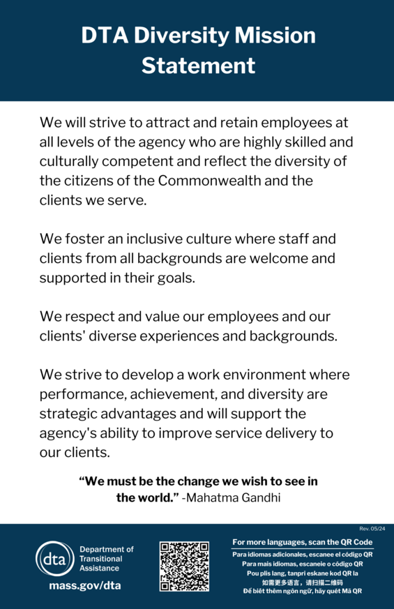 Diversity Mission Statement Signage in English