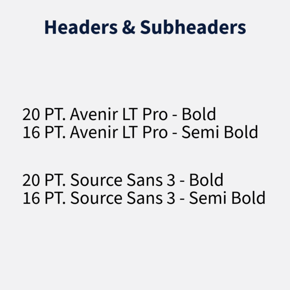 headers & subheaders
