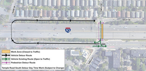 Temple Road Detour South map