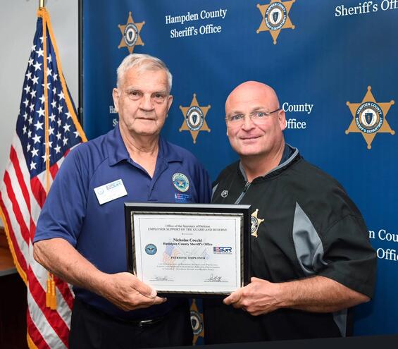 Hampden Sheriff Nick Cocchi receives award for being a "Patriotic Employer."