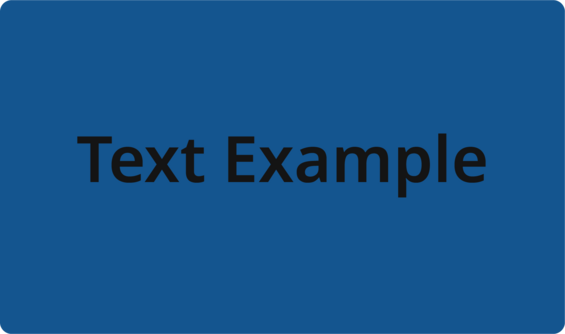 The words text example in dark gray over a dark blue background
