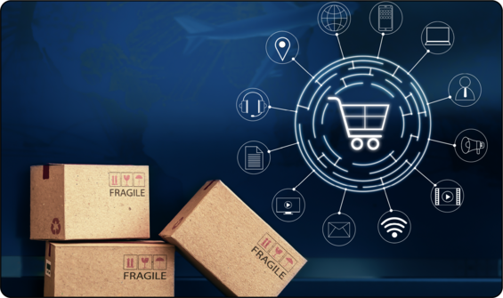 lines connecting different icons that represent purchased tools connecting to a shopping cart