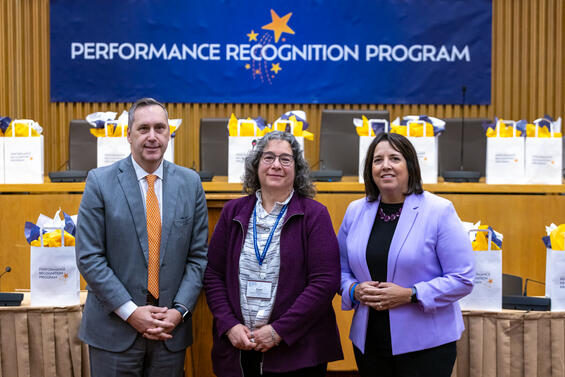 (L-R) Secretary Gorzkowicz, Equity Winner Susan Goldfischer, and Lieutenant Governor Kim Driscoll