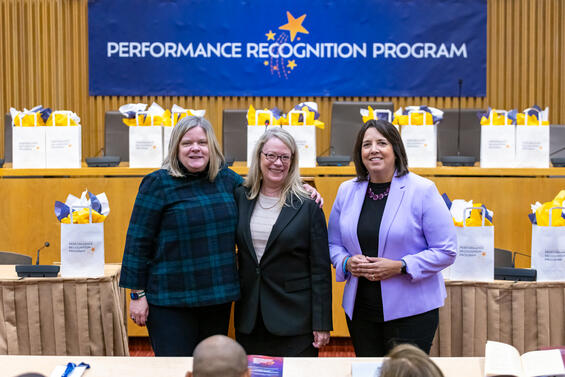 (L-R) Chief of Staff Kathleen Skarin, Carballo Winner Heidi Davis, and Lieutenant Governor Kim Driscoll