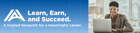 Learn earn and succeed. A smiling individual.