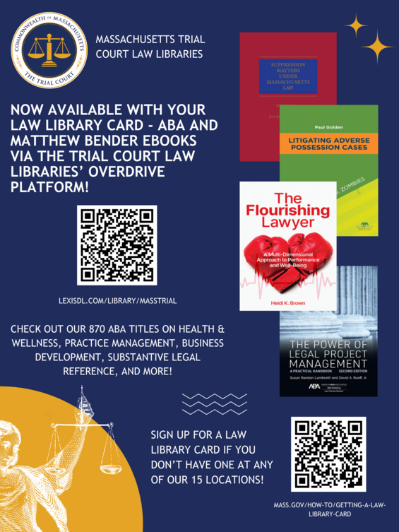 Flyer with information and graphics about ABA and Matthew Bender eBook titles.