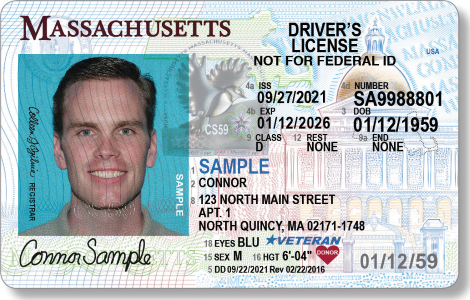 MA Veteran Drivers License Example