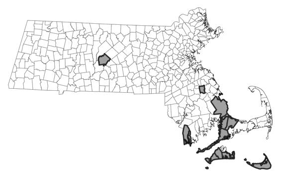 Map showing the distribution of this species in Massachusetts