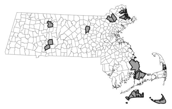 Map showing the distribution of this species in Massachusetts