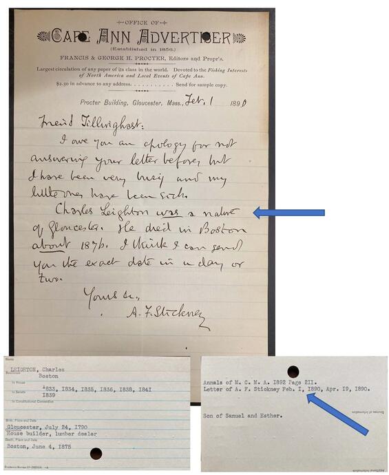 Caleb Tillinghast Letter example