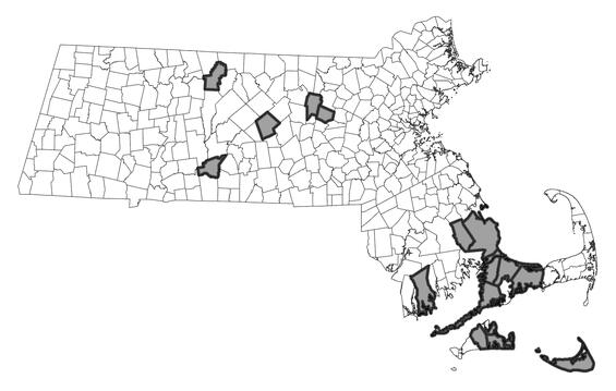 Map showing the distribution of this species in Massachusetts.