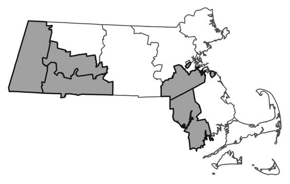 Map showing the distribution of this species in Massachusetts