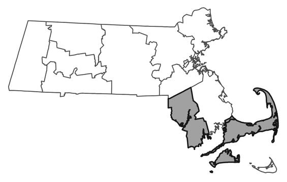 Map showing the distribution of this species in Massachusetts.