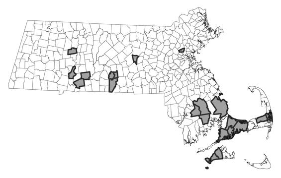 Map showing the distribution of this species in Massachusetts.