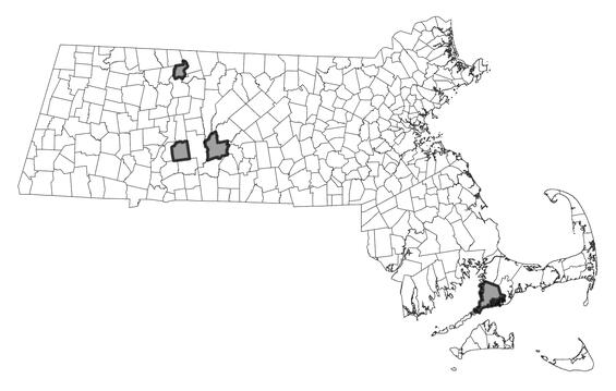 Map showing the distribution of this species in Massachusetts