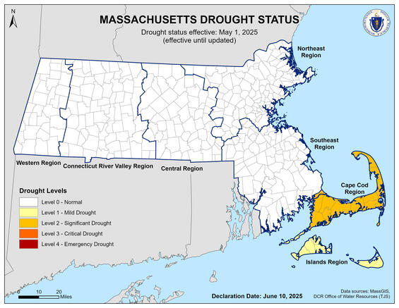 Map of Massachusetts Drought Status 