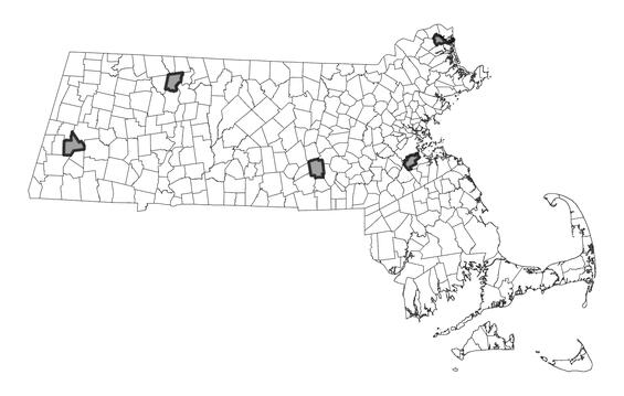Map showing the distribution of this species in Massachusetts
