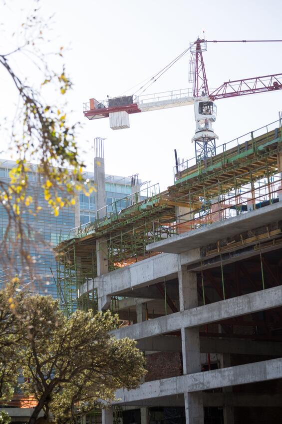 Construction site of building