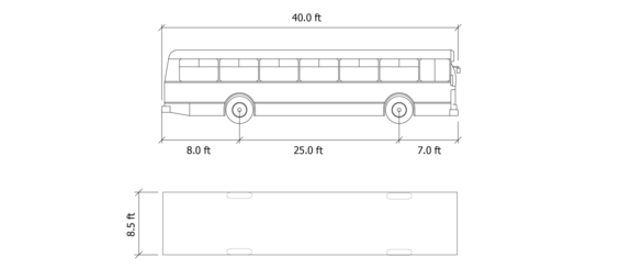 Cross section and plan view of a city transit bus.