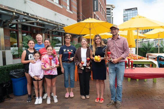 From Left to Right: Tomato Contest Award Recipients Langwater Farm, Verrill Farm, MDAR Commissioner Ashley Randle, and Grant Family Farm