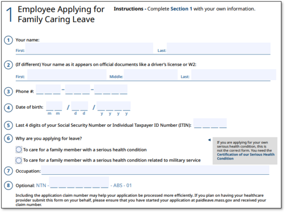 PFML family medical form