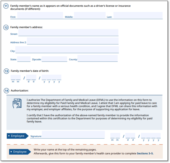 PFML family medical form