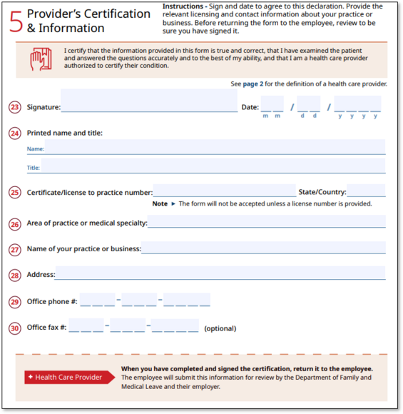 PFML family medical form