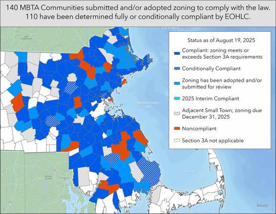 Compliance status for MBTA Communities