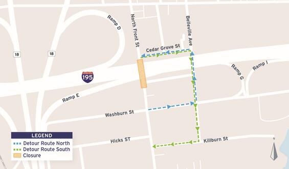North Front Street detour map