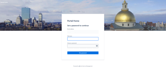Screenshot in Jira showing the prompt to enter your name and create a password.